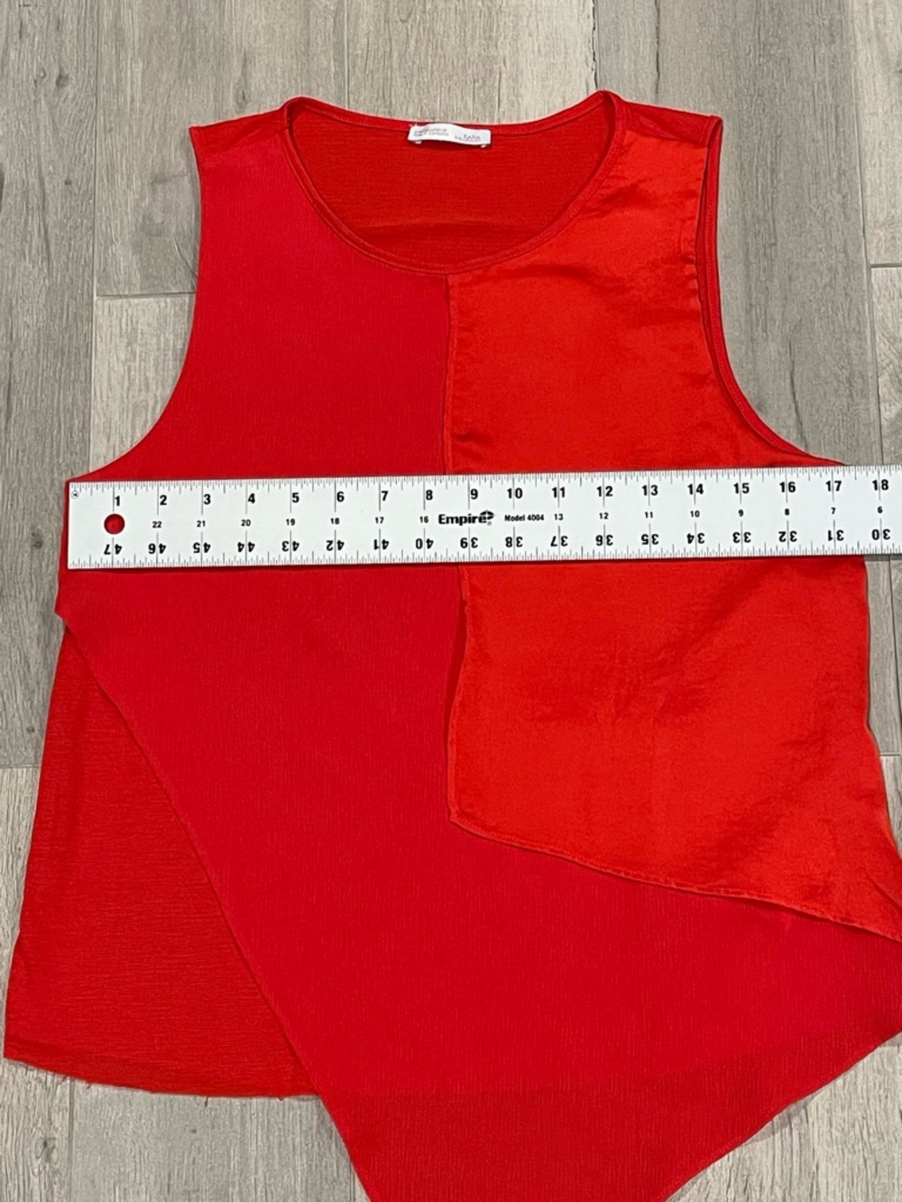 ZARA Red Asymmetrical Tank Top Draped Hem Sleeveless Size M - Picture 4 of 6